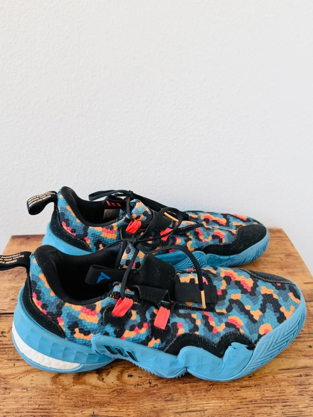 Adidas Trae Young 1 Pixels Core Black Sky Rush Blue  Basketball Sneakers